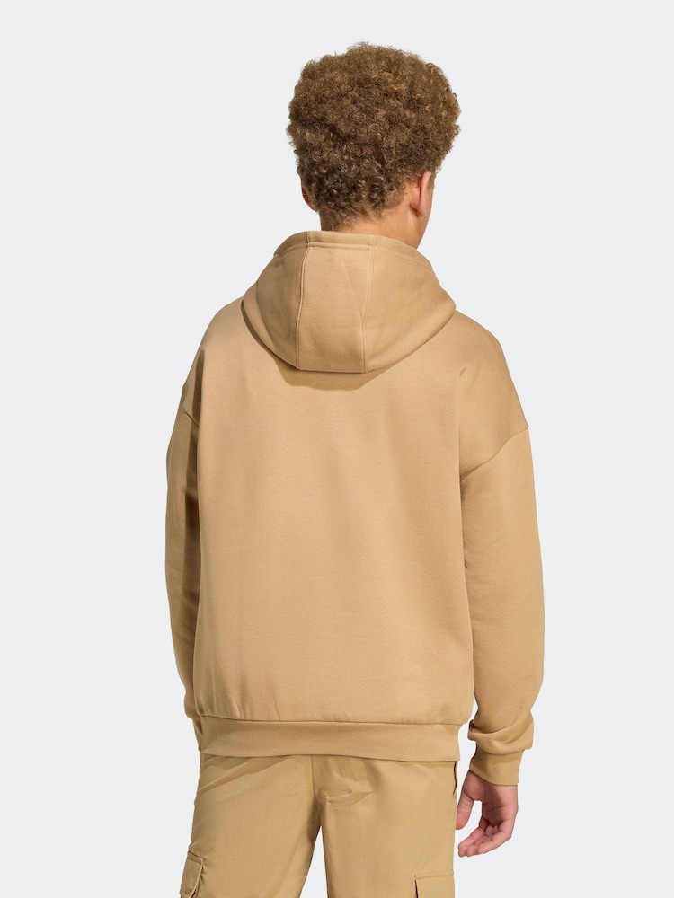 adidas Originals Brown Loose Fleece Kids Hoodie - Image 8 of 8