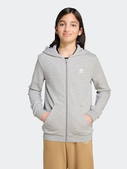 adidas Originals Grey Full-Zip Hoodie Kids - Image 1 of 6