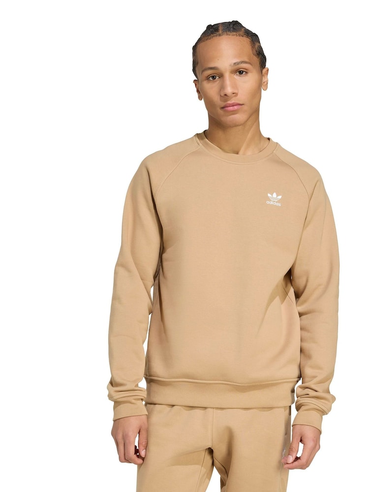 adidas Originals Brown Trefoil Essentials Crew Sweatshirt - Image 1 of 6