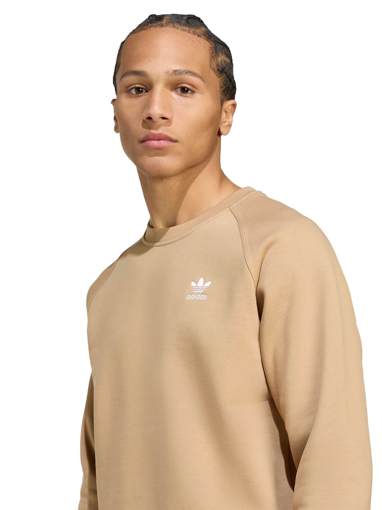 Buy adidas Originals Brown Trefoil Essentials Crew Sweatshirt from