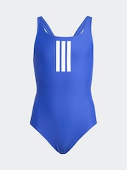 adidas Blue 3-Stripes Kids Swimsuit - Image 1 of 5