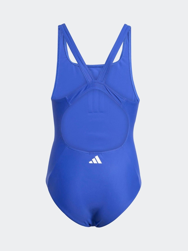 adidas Blue 3-Stripes Kids Swimsuit - Image 2 of 5