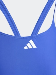 adidas Blue 3-Stripes Kids Swimsuit - Image 4 of 5