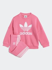 adidas Originals Pink Loose Sweatshirt and Flared Leggings Set - Image 1 of 7