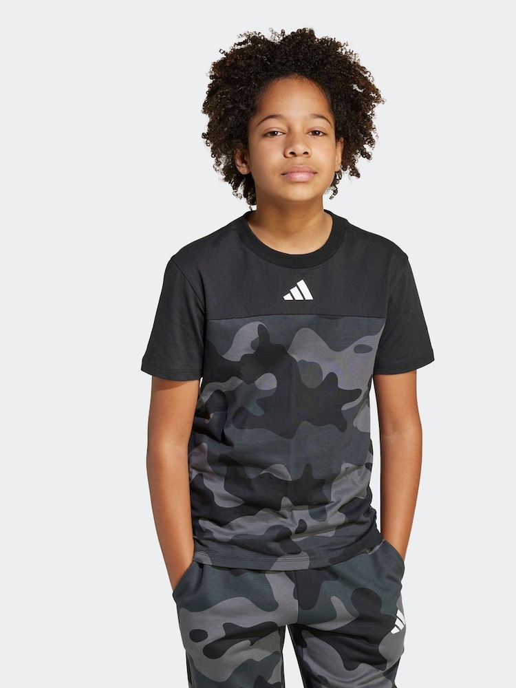 adidas Black Essentials Camo Cotton T-Shirt Kids - Image 1 of 5