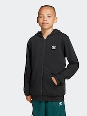 adidas Originals Black Full-Zip Hoodie Kids - Image 1 of 6