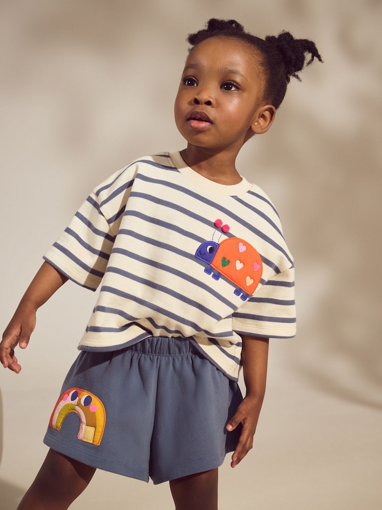 Navy Stripe Ladybird Top & Shorts Set (3mths-7yrs) - Image 1 of 9