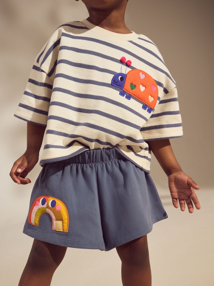 Navy Stripe Ladybird Top & Shorts Set (3mths-7yrs) - Image 2 of 9 Navy Stripe Ladybird Top & Shorts Set (3mths-7yrs) - Image 2 of 9