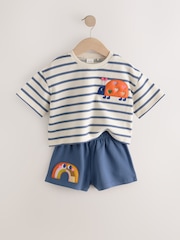 Navy Stripe Ladybird Top & Shorts Set (3mths-7yrs) - Image 6 of 9