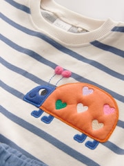 Navy Stripe Ladybird Top & Shorts Set (3mths-7yrs) - Image 8 of 9
