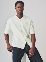 Ecru EDIT Baseball Style Button Through T-Shirt - Image 5 of 9