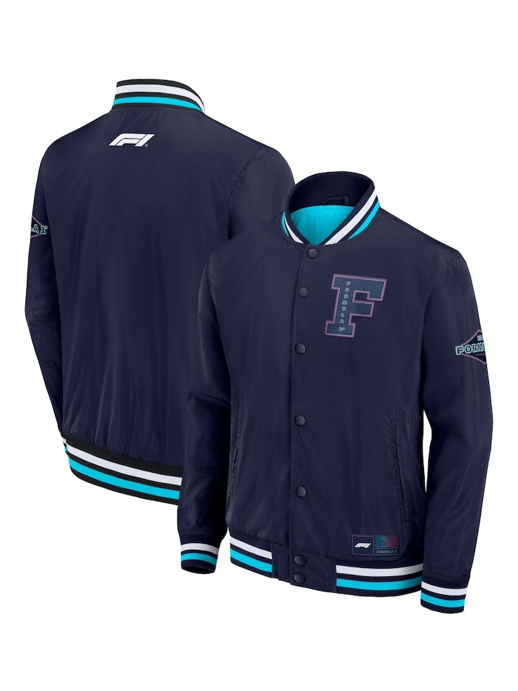 Fanatics Blue F1 Formula 1 Neon Nights Sateen Jacket - Image 2 of 3 Fanatics Blue F1 Formula 1 Neon Nights Sateen Jacket - Image 2 of 3