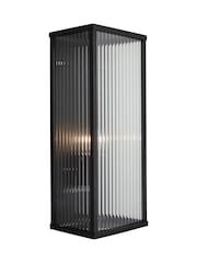 BHS Black Memphis E27 Box Outdoor Frame Lantern with Ribbed Glass - Image 2 of 6