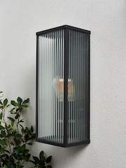 BHS Black Memphis E27 Box Outdoor Frame Lantern with Ribbed Glass - Image 5 of 6