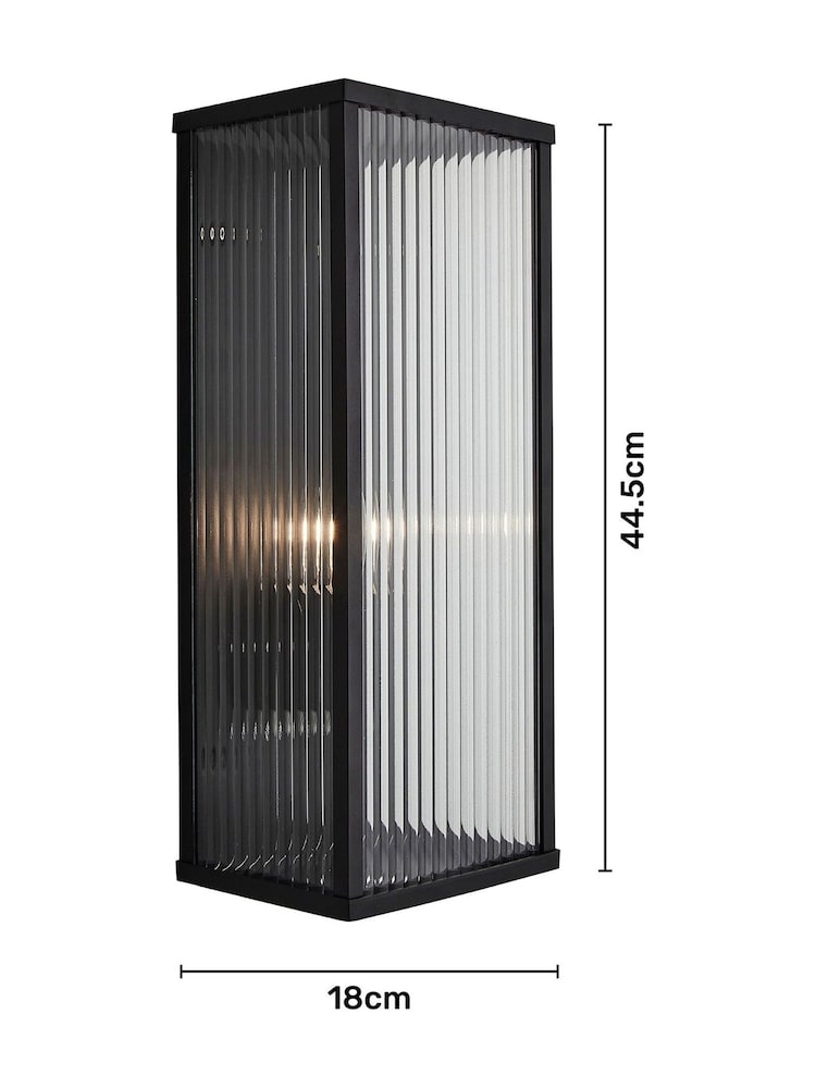 BHS Black Memphis E27 Box Outdoor Frame Lantern with Ribbed Glass - Image 6 of 6