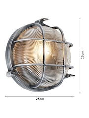 BHS Silver Gali Caged Round Wall Outdoor Bulkhead Light IP44 - Image 4 of 7