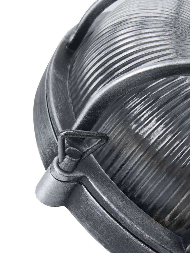 BHS Silver Gali Caged Round Wall Outdoor Bulkhead Light IP44 - Image 7 of 7 BHS Silver Gali Caged Round Wall Outdoor Bulkhead Light IP44 - Image 7 of 7