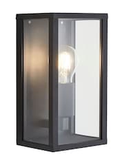 BHS Matt Black Chinon 1lt Glass Panel Outdoor Box Lantern - Image 3 of 6