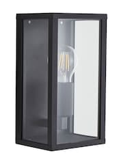 BHS Matt Black Chinon 1lt Glass Panel Outdoor Box Lantern - Image 4 of 6