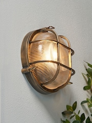 BHS Gold Gali Caged Round Bulkhead Wall Outdoor Light IP44 - Image 1 of 7