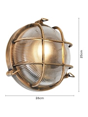 BHS Gold Gali Caged Round Bulkhead Wall Outdoor Light IP44 - Image 4 of 7