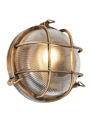 BHS Gold Gali Caged Round Bulkhead Wall Outdoor Light IP44 - Image 5 of 7