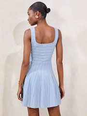 Lipsy Blue Petite Knitted Square Neck Sparkle Mini Dress - Image 4 of 4