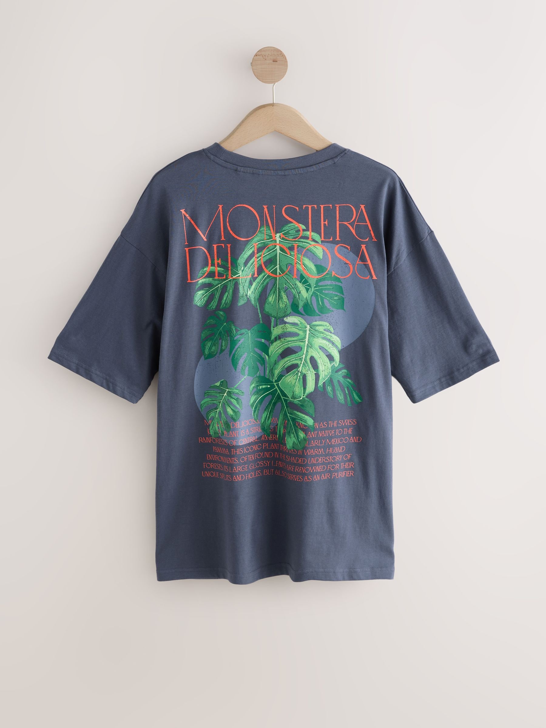 Buy Navy Oversize Short Sleeve Back Graphic Print with Front