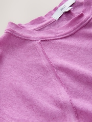 Pink Washed Open Seam Detailing Raglan Short Sleeve Crew Neck T-Shirt - Image 6 of 7
