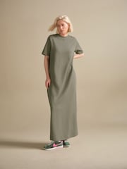 Green Heavyweight Short Sleeve Crew Neck Maxi T-Shirt Dress - Image 3 of 8