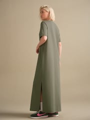 Green Heavyweight Short Sleeve Crew Neck Maxi T-Shirt Dress - Image 4 of 8