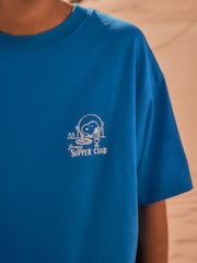 Blue Offical Snoopy License Dinner Scene Graphic Print Short Sleeve Crew Neck T-Shirt - Image 5 of 9