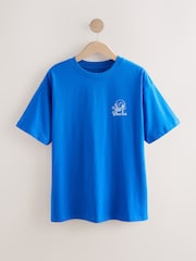 Blue Offical Snoopy License Dinner Scene Graphic Print Short Sleeve Crew Neck T-Shirt - Image 7 of 9