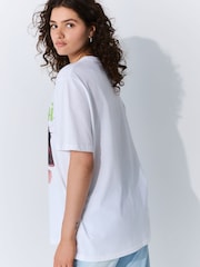 White Oversize Official License Dua Lipa Graphic Print T-Shirt - Image 4 of 8
