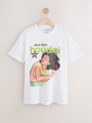 White Oversize Official License Dua Lipa Graphic Print T-Shirt - Image 6 of 8
