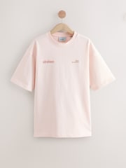 Pink Offcial Ashmolean Museum License Shell Graphic Print Longline Crew Neck T-Shirt - Image 10 of 15
