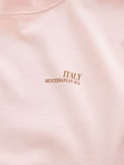Pink Offcial Ashmolean Museum License Shell Graphic Print Longline Crew Neck T-Shirt - Image 12 of 15