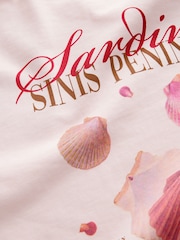 Pink Offcial Ashmolean Museum License Shell Graphic Print Longline Crew Neck T-Shirt - Image 15 of 15