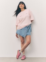 Pink Offcial Ashmolean Museum License Shell Graphic Print Longline Crew Neck T-Shirt - Image 4 of 15