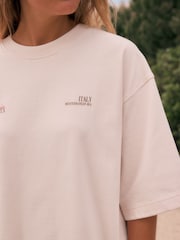 Pink Offcial Ashmolean Museum License Shell Graphic Print Longline Crew Neck T-Shirt - Image 9 of 15