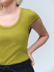 Olive Green Premium Ribbed Scoop Top - Image 3 of 7