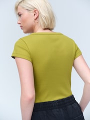 Olive Green Premium Ribbed Scoop Top - Image 4 of 7