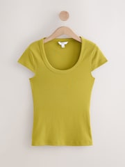 Olive Green Premium Ribbed Scoop Top - Image 5 of 7