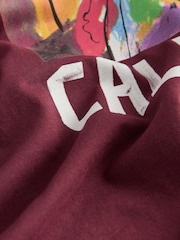 Vermelho Borgonha - Camiseta grande com Print gráfico de festival, short sleeve e Crew Neck - Imagem 6 de 7