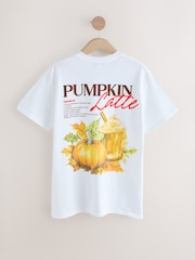 Ecru Oversized Pumpkin Latte Recipe Autumnal Graphic Print Short Sleeve Crew Neck T-Shirt - Image 6 of 8