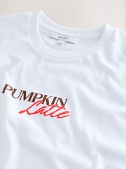 Ecru Oversized Pumpkin Latte Recipe Autumnal Graphic Print Short Sleeve Crew Neck T-Shirt - Image 8 of 8