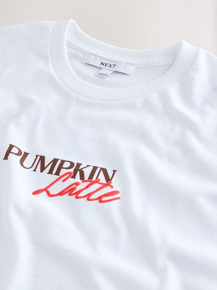 Ecru Oversized Pumpkin Latte Recipe Autumnal Graphic Print Short Sleeve Crew Neck T-Shirt - Image 8 of 8