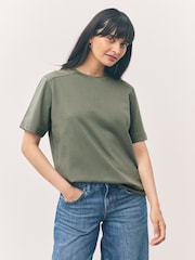 Verde cáqui - Camiseta pesada de manga curta com gola redonda - Imagem 1 de 5