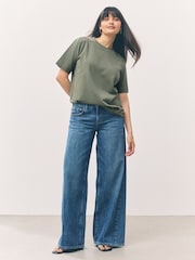 Verde cáqui - Camiseta pesada de manga curta com gola redonda - Imagem 3 de 5