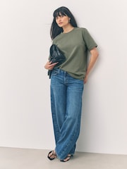 Verde cáqui - Camiseta pesada de manga curta com gola redonda - Imagem 4 de 5